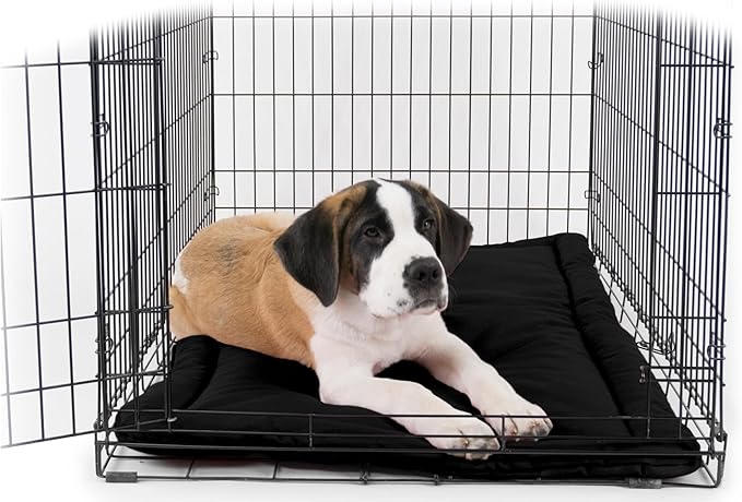 K9 Ballistics Tough Ripstop Dog Crate Pad - Durable &amp; Machine Washable with Non-Skid Bottom and 120-Day Warranty, Fits 54" Wire Crates - XX-Large, Obsidian Black