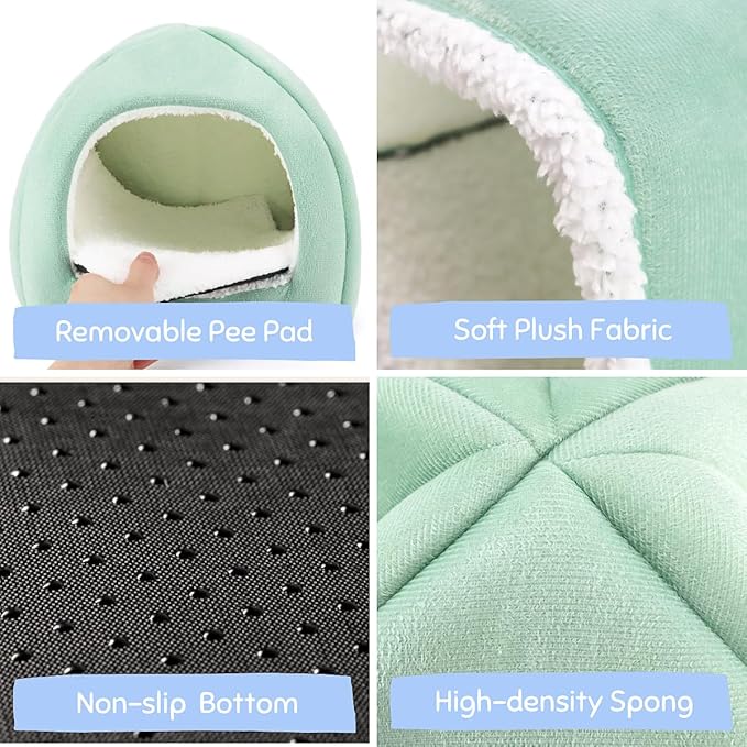 Guinea Pig Hideout and Tunnel Set, Soft Plush Bed &amp; Play Tunnel for Guinea Pigs, Rabbits, Ferrets, Small Animals - Washable Accessories for Resting, Hiding, Exercising