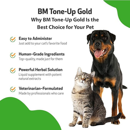 Pet Wellbeing BM Tone-Up Gold for Dogs &amp; Cats - Supports Healthy Digestive Function, Solid Stools, Normal Bowel Movements, Bayberry - Veterinarian-Formulated Herbal Supplement 4 oz (118 ml)