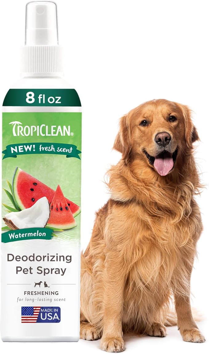 TropiClean Watermelon Cat &amp; Dog Deodorizing Spray | Cat &amp; Dog Grooming Supplies | 8 oz | Made in the USA