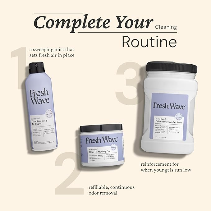 Fresh Wave Lavender Odor Removing Gel Refill, 63 oz. - Safer Odor Absorbers for Home, Natural Plant-Based Odor Eliminator, Every 15 oz. lasts 30-60 Days, For Cooking, Trash &amp; Pets