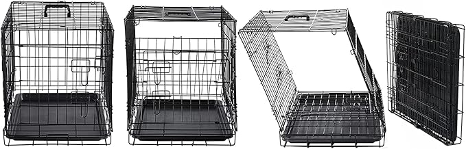DONORO Dog Crates for Lareg Size Dogs Indoor Double Door Dog Kennels &amp; Houses for Puppy and Cats, Collapsible Metal Contour Dog Cages (Brown, 42.0" L x 28.0" W x 31.0" H)