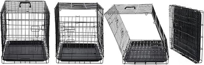 DONORO Dog Crates for Lareg Size Dogs Indoor Double Door Dog Kennels &amp; Houses for Puppy and Cats, Collapsible Metal Contour Dog Cages (Brown, 42.0" L x 28.0" W x 31.0" H)