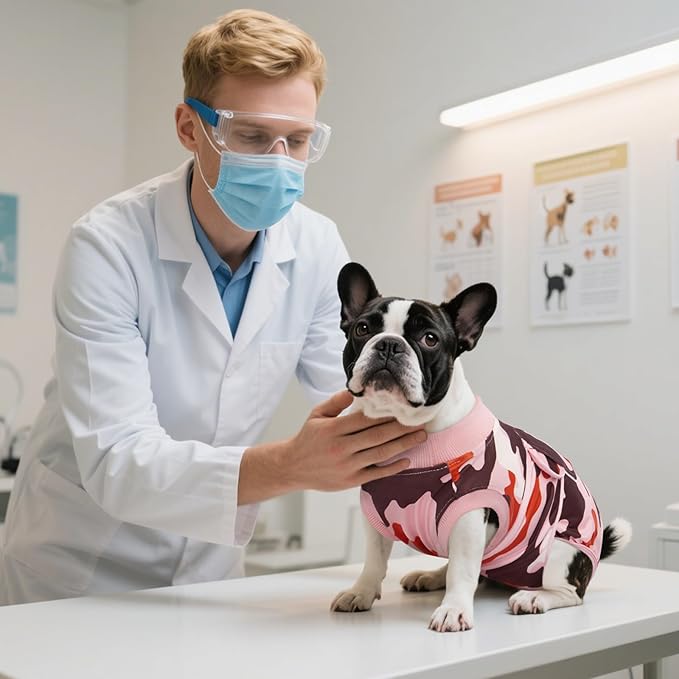 Kuoser Recovery Suit for Dogs Cats After Surgery, Professional Pet Recovery Shirt Dog Abdominal Wounds Bandages, Substitute E-Collar &amp; Cone,Prevent Licking Dog Onesies Pet Surgery Recovery Suit