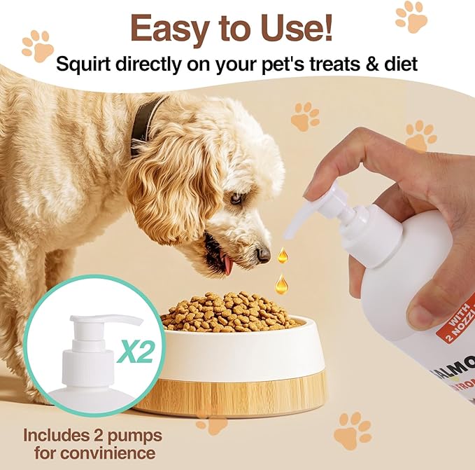 Salmon Oil for Dogs, Fish Oil for Cats, 32oz Salmon Oil for Dogs Skin and Coat Fish Oil Supplements with Vitamin D, EPA + DHA for Itchy Relief, Immune Support for Joints &amp; Heart, Dry Skin &amp; Allergies