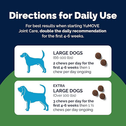 YuMOVE Hip &amp; Joint Supplement for Dogs - with Glucosamine Chondroiton, Green Lipped Mussel, Hyaluronic Acid, and Omega 3 Joint Supplement for Stiffness and Mobility 60 Chews (Large/XL Dogs)