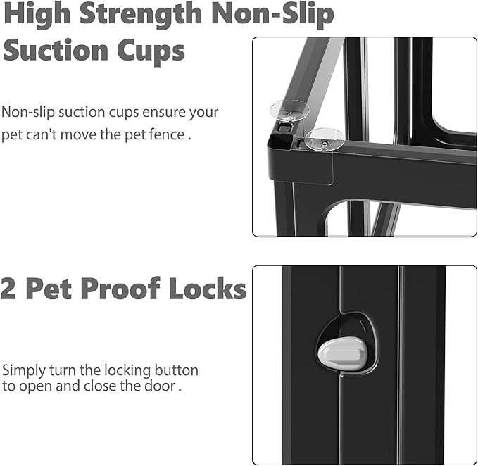 Clear Acrylic Dog Playpen with Door, for Puppy Cat Rabbit Transparent Pet Pen, Black Dog Playpen Indoor, Dog Fence, Easy Assemble &amp; Cleaning Dog Pen for Small &amp; Medium Dogs (23.6“ Height, 10PCS)