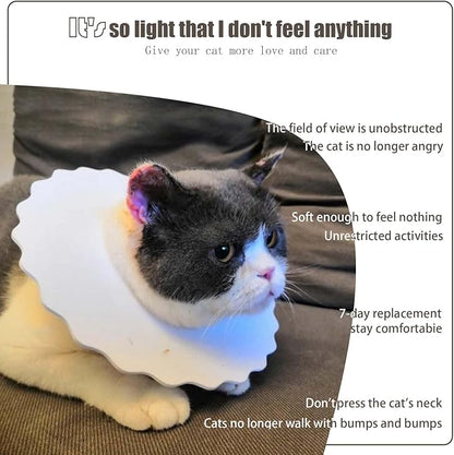 4Pcs Soft Cat Cone, Collar for Cats to Stop Licking, Lightweight, Disposable &amp; Hygienic with Weekly Throwing Design, Multiple Wearing Methods (S/M/L)