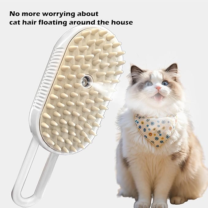 Cat Steam Brushes for Shedding, 4 in 1 Rechargeable Steam Cat Brush for Indoor Cats &amp; Dogs, Grooming Comb with Spray