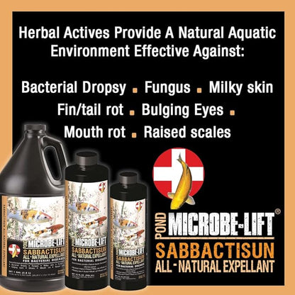 MICROBE-LIFT Sabbactisun Disease Treatment for Ponds and Outdoor Water Gardens, Disease Expellant for Pond Fish, 16 Fl Oz