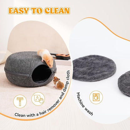 Guinea Pig Hideout, Double Function Guinea Pig Bed with 2 Soft Cushions, Small Animal Cage Accessories for Guinea Pigs, Hamsters, Hedgehogs, and Ferrets
