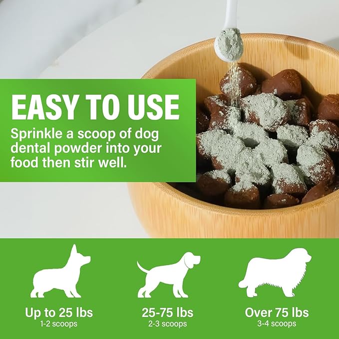 Dog Dental Powder, Dog Breath Fresh Powder, Teeth Cleaning, Reduce Bad Breath &amp; Plaque, Suitable for Dogs and Cat (100g)