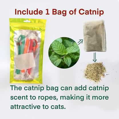 Kitten Toys, Cat Chew Toy for Indoor Cats, Catnip Toys for Teeth Cleaning, Interactive Cat Nip Teething Rope Toys for Cats Kitty, 3 Pack (Include 1 Pack of Catnip)