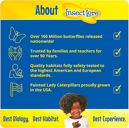 Insect Lore Butterfly Garden with Giant Birthday Card | 5 Live Baby Caterpillars | STEM Journal, Habitat, Chrys-A-Lid, Feeder | Raise and Release Painted Lady Butterflies