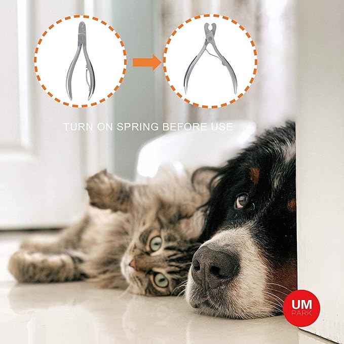 Dog Nail Clipper | Pet Cat Claw Trimmer -Sharp Angled Stainless Steel Blade for Quick Safety -Sturdy Non-Slip Handle -Nail File &amp; Set Box -Professional Tools for Large &amp; Small Pet