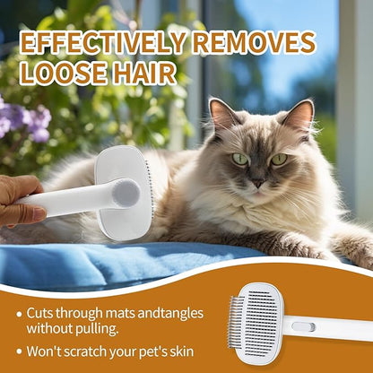TemApex 2-in-1 Self Cleaning Shedding Brush &amp; Dematting Comb for Long Haired Cats and Dogs, Pet Grooming Deshedding Brush for Dog and Cat Removes Loose Fur &amp; Tangles