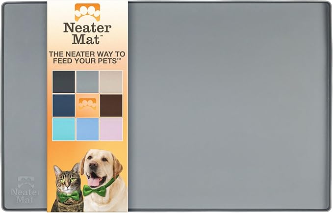 Neater Pet Brands Neater Mat - Waterproof Silicone Pet Bowls Mat - Protect Floors from Food &amp; Water (19" x 12", Gunmetal)