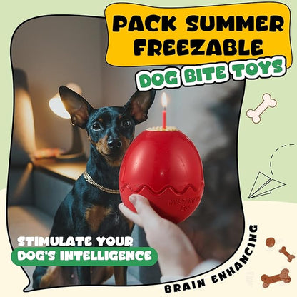 Aliceset 2 Pack Durable Freezable Dog Chew Toys for Aggressive Chewers Interactive Treat Dispensing Puzzle Toy for Large &amp; XL Dogs Keeps Cool &amp; Busy (Red)
