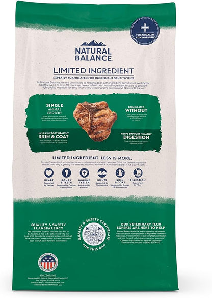 Natural Balance Limited Ingredient Adult Dry Dog Food with Healthy Grains, Lamb &amp; Brown Rice Recipe, 12 Pound (Pack of 1)