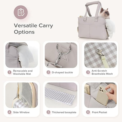 Dog Carriers for Small Dogs, Soft Sided Folding Small Dog Carrier for Dogs Medium Cats Puppies up to 13 Lbs, Washable Breathable Puppy Carrie Carrier for Outdoor Travel (Small Gray)