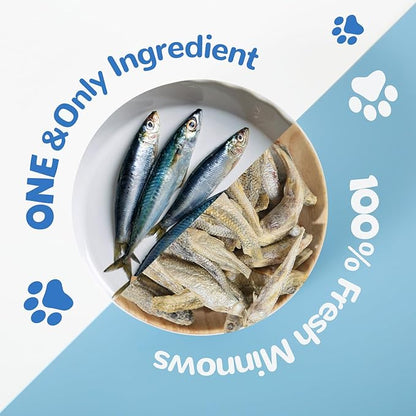 Freeze Dried Minnows Cat Treats – 100% Natural, Single-Ingredient Pet Snacks – Rich in Omega-3, Grain-Free – Healthy Training Rewards &amp; Meal Toppers for Dogs &amp; Cats, 2.8 oz