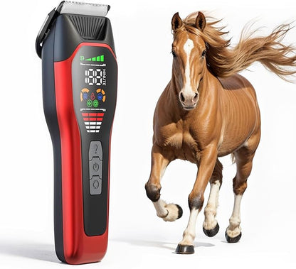 Horse Clippers,Quiet 2-Speed Horse Grooming Clippers,Rechargeable Pet Shaver for Matted Long Hair,Cordless Wide-Blade Powerful Horse Trimmer Kit for Thick Coat 