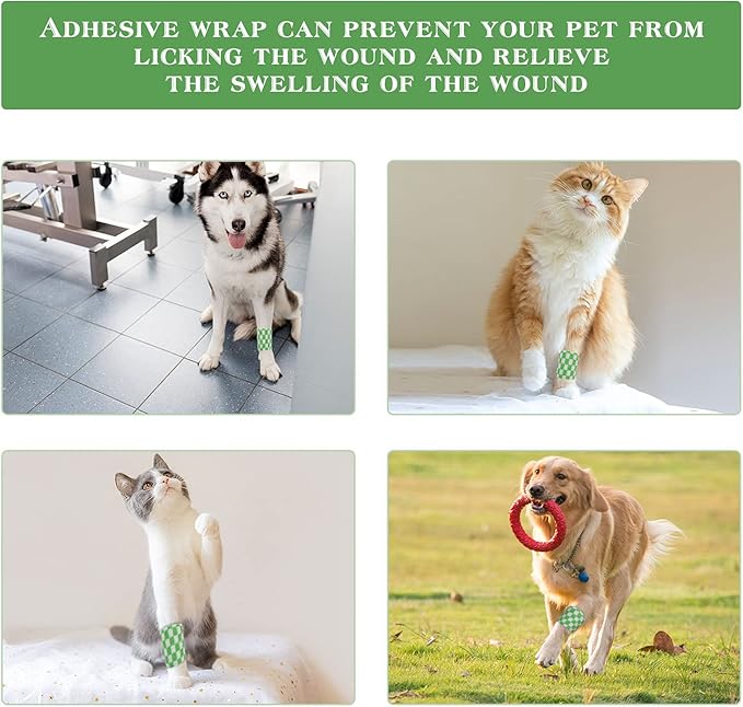 Vet Wrap Self Adhering Bandage Wrap Cohesive Bandage Multi-Function Wrap Tape for Dogs Cats Horses Birds Animals Non-Woven Strong Sports Tape for Wrist Healing Ankle Sprain &amp; Swelling 12 Rolls