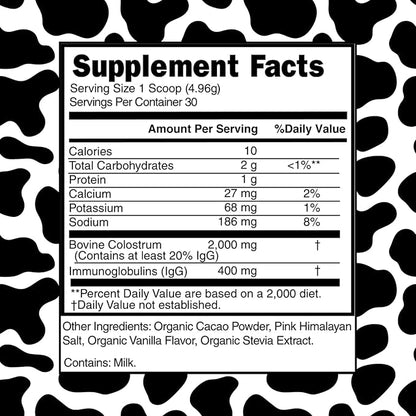 MINDHONEY Organic Colostrum | Premium Cacao Flavored Superfood Powder | Gut Health &amp; Immunity, Skin &amp; Hair, Anti-Aging, Performance &amp; Recovery | Grass-Fed, Pasture-Raised | 30 Servings