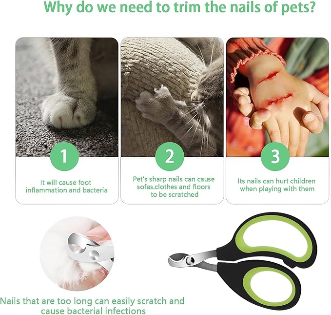 Cats &amp; Dogs Pets Nail Clippers &amp; Trimmers Rabbit Nail Clippers cat Nail Clippers for Indoor Cats cat Claw Clippers with Safety Guard Professional Grooming Tool for Cat Kitten(Green)