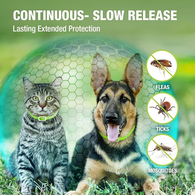 EcoVenger Flea &amp; Tick Collar Repellent 2-Pack Green, Fits Both Dogs &amp; Cats, Built-in Pant-Based Formula Strong Repellency Slow Release, Lasting Deterrence and Protection, Pleasant Aroma, Waterproof