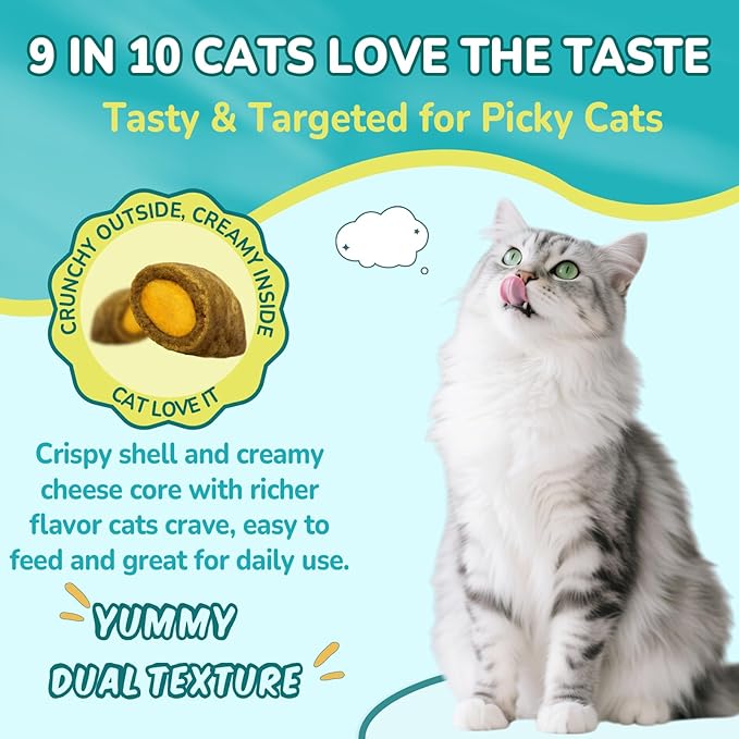 4-IN-1 Flea and Tick Prevention for Cats, 500 Crunchy &amp; Creamy Chews, Cat Flea Treatment, Natural Oral Flea Treatment for Cats, Daily Support for Flea, Immune, Skin &amp; Coat, Gut, Chicken Flavor