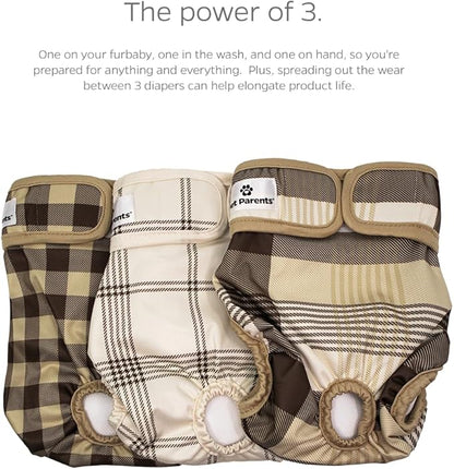 Pet Parents® Washable Dog Diapers (3pack) + Extendrs® of Durable Doggie Diapers, Premium Dog Diapers Female &amp; Male (Large, Oxford)