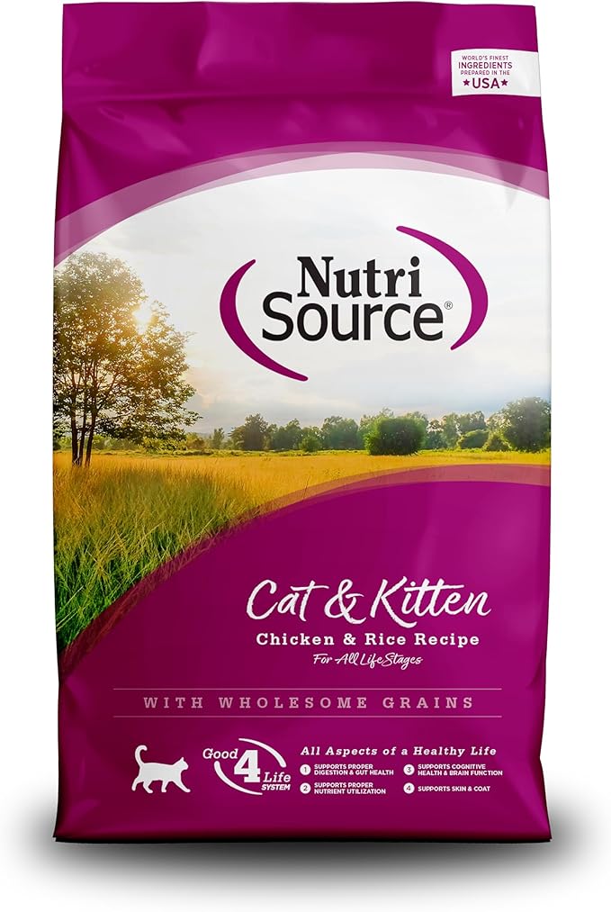 NutriSource Cat &amp; Kitten Food, Chicken &amp; Rice, 12LB