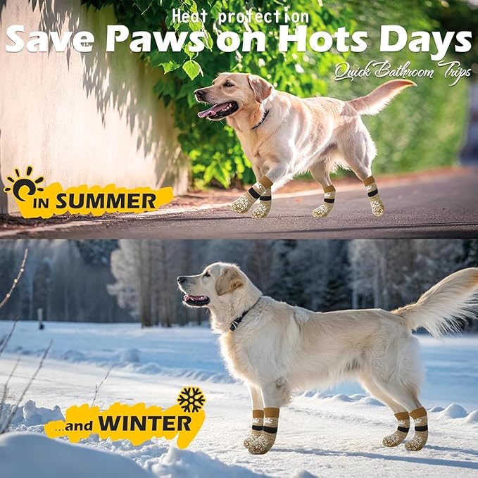 EXPAWLORER Anti Slip Dog Socks to Prevent Licking Paws, Dog Shoes for Hot Pavement, Dog Booties for Small Medium Large Senior Dogs, Traction Control Boots &amp; Paw Protectors for Hardwood Floors