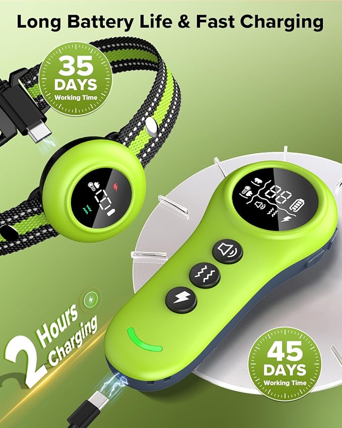 XDX 2-in-1 Dog Shock Collar &amp; Bark Collar – 3300FT Dog Training Collar with Remote, Automatic Anti-Barking, 5 Adjustable Sensitivity Levels, IP67 Waterproof E-Collar for Small Medium Large Dogs