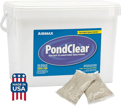Airmax PondClear Packets, Beneficial Bacteria &amp; Enzyme Clarifier Treatment with Ecoboost PRx, Clear &amp; Clean Pond &amp; Lake Water, Safe for Fish, 96 Count