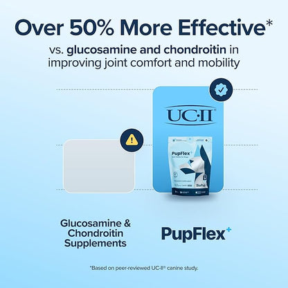 PupFlex+ Hip and Joint Supplement Dogs, Vet Created Soft Chews with UC-II® Collagen for Dogs, CurcuVET® &amp; Omega 3, Proven More Effective Than Glucosamine Chondroitin, Dog Joint Supplement (60 ct)