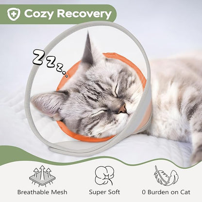 Cat Cone Collar Soft: Comfortable Waterproof Mesh Recovery Cone After Surgery to Stop Licking and Scratch, Alternative to Plastic Elizabeth Head/Neck Cone for Large Cats and Small Dogs