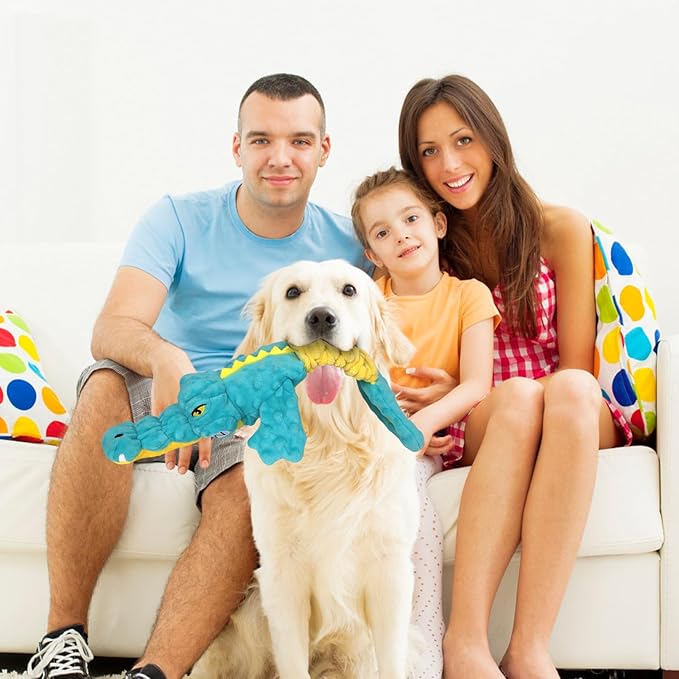 Dog Toys Cute Alligator Dog Toy Tough Plush Puppy Toy for Playtime, Training &amp; Tug of War- Interactive Squeaky &amp; Crinkle Chew Toy for Small to Large Dogs