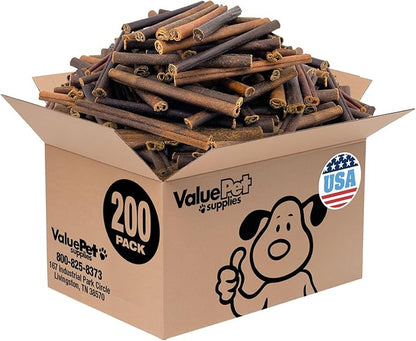 ValueBull USA Collagen Sticks for Dogs, 6 Inch Medium Chews, Natural Long-Lasting Dog Treats, 200 Count Bulk Pack - Promotes Joint, Skin &amp; Coat Health with Glucosamine and Chondroitin