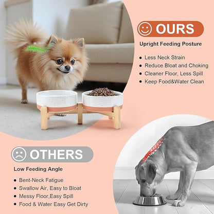 SPUNKYJUNKY Elevated Dog Bowls Ceramic, 5.1&