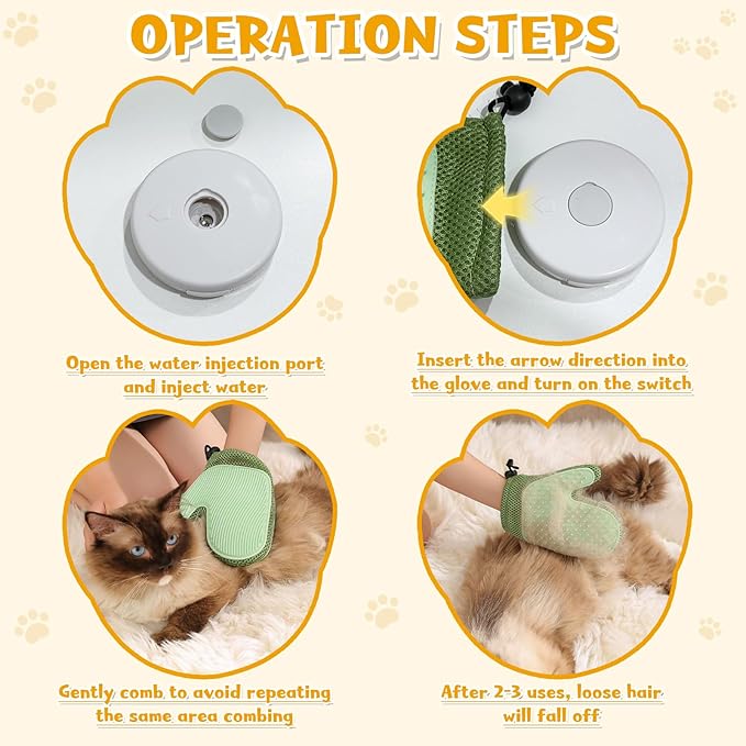 Pet Hair Removal Glove,2025 New All-in-One Grooming Mist Pet Hair Remover Gloves, Pet Hair Remover Glove for Cats &amp; Dogs,Double-Sided Reusable Gloves for Couch, Clothing,Carpet (Green)