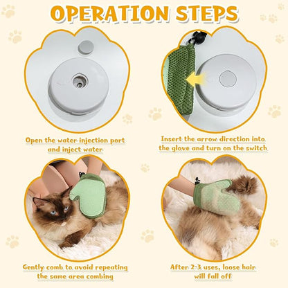 Pet Hair Removal Glove,2025 New All-in-One Grooming Mist Pet Hair Remover Gloves, Pet Hair Remover Glove for Cats &amp; Dogs,Double-Sided Reusable Gloves for Couch, Clothing,Carpet (Green)