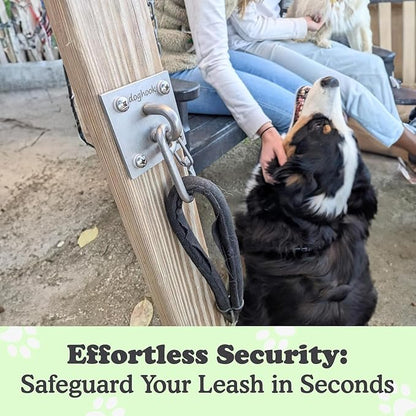 Canine Hitch- Secure Dog Leash Parking Wall Large Hook with Clip 2 Pack - Tie Out Stainless Steel &amp; ABS Mounting Plate for Strength - Practical Lead Management for Home &amp; Business