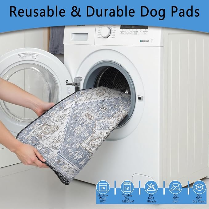 Washable Pee Pads for Dogs 2 Pack, Absorbent Reusable Puppy Pads Waterproof, Leakproof &amp; Non-Slip Whelping Pad, Potty Training Pads for Dogs Playpen Mat 48x48