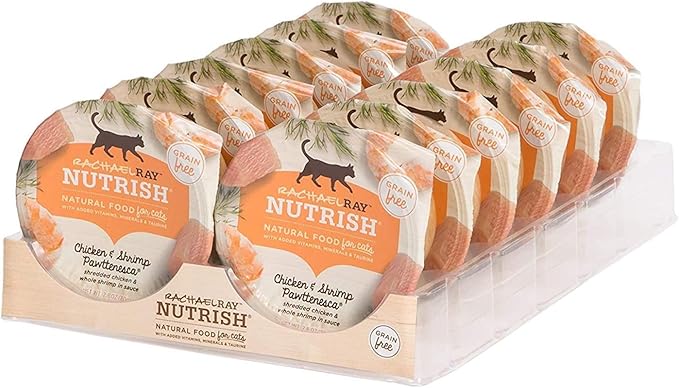 Rachael Ray Nutrish Natural Wet Cat Food, Chicken &amp; Shrimp Pawttenesca Recipe, 2.8 Ounce Cup (Pack of 12), Grain Free (6303370281)