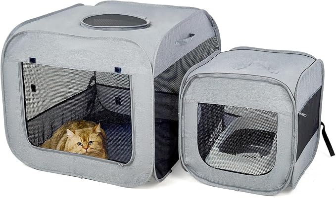 Portable Large Cat Playpen for Outdoor &amp; Indoor Cats Cage, Large Foldable Cat Tent, Fit Puppy, Dogs, Pets