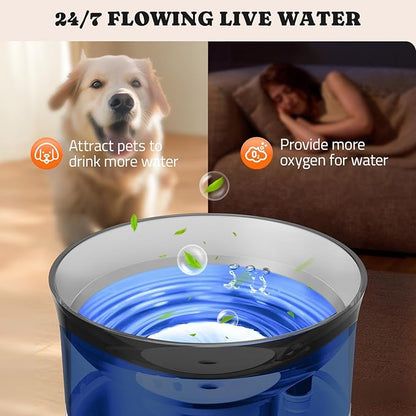 Dog Water Fountain with Vortex Filtration Design, 3.5L/123oz Elevated Dog Water Bowl for Large Medium Dogs &amp; Cats, Automatic No Spill Water Dispenser with Deep Drinking Area and Ultra-Quiet Pump