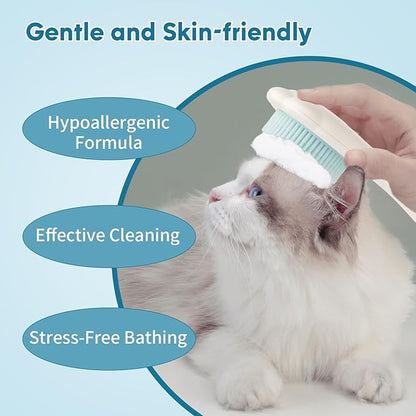 Waterless Cat Shampoo with Brush and Cloth, 6.8 FL OZ Cat Shampoo and Conditioner, Cat Dry Shampoo, No Rinse Formula for Quick Clean, Care for Cats and Kittens with Itching &amp; Sensitive Skin