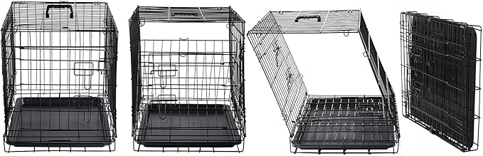 DONORO Dog Crates for Small Medium Size Dogs Indoor Double Door Dog Kennels &amp; Houses for Puppy and Cats, Collapsible Metal Contour Dog Cages (Brown, 30.0" L x 19.0" W x 21.0" H)